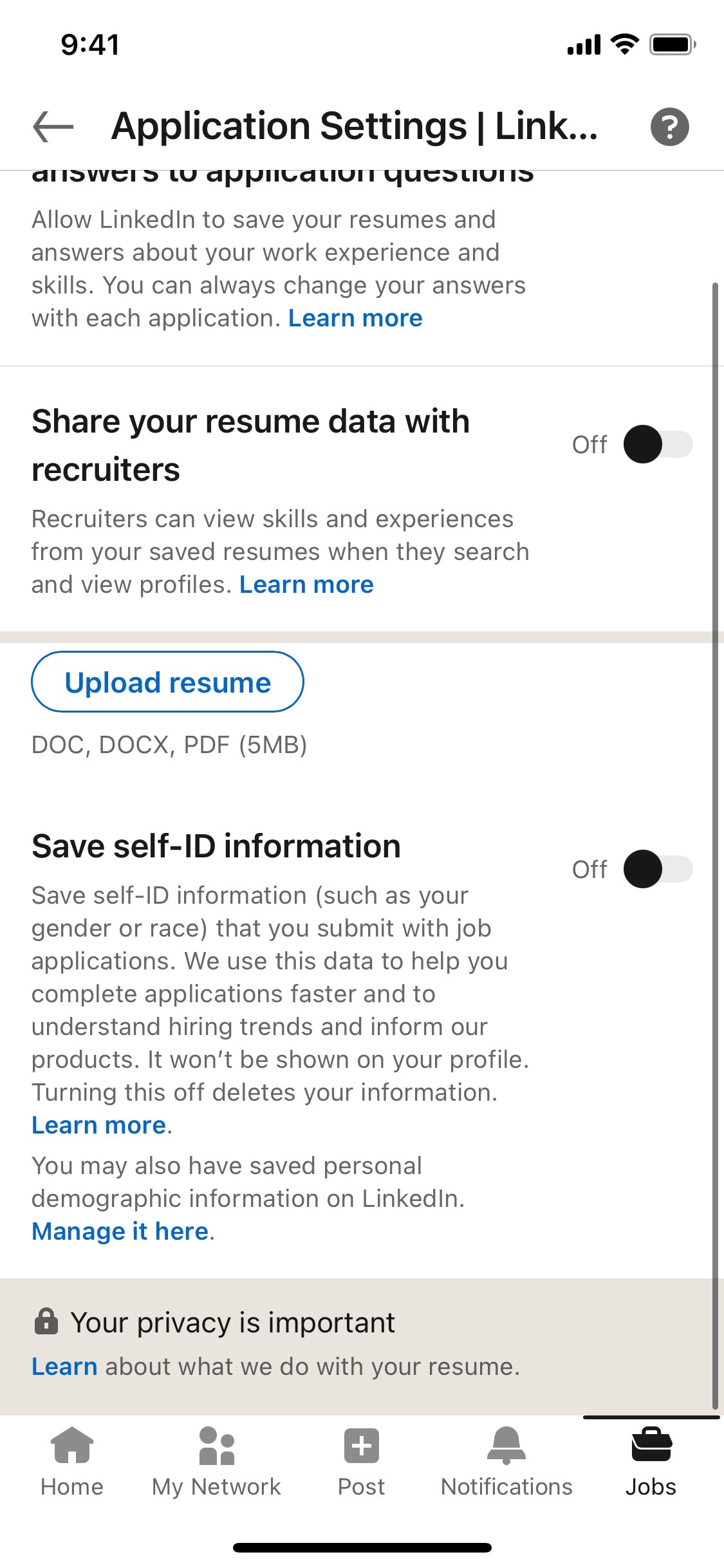 LinkedIn iOS screen 532