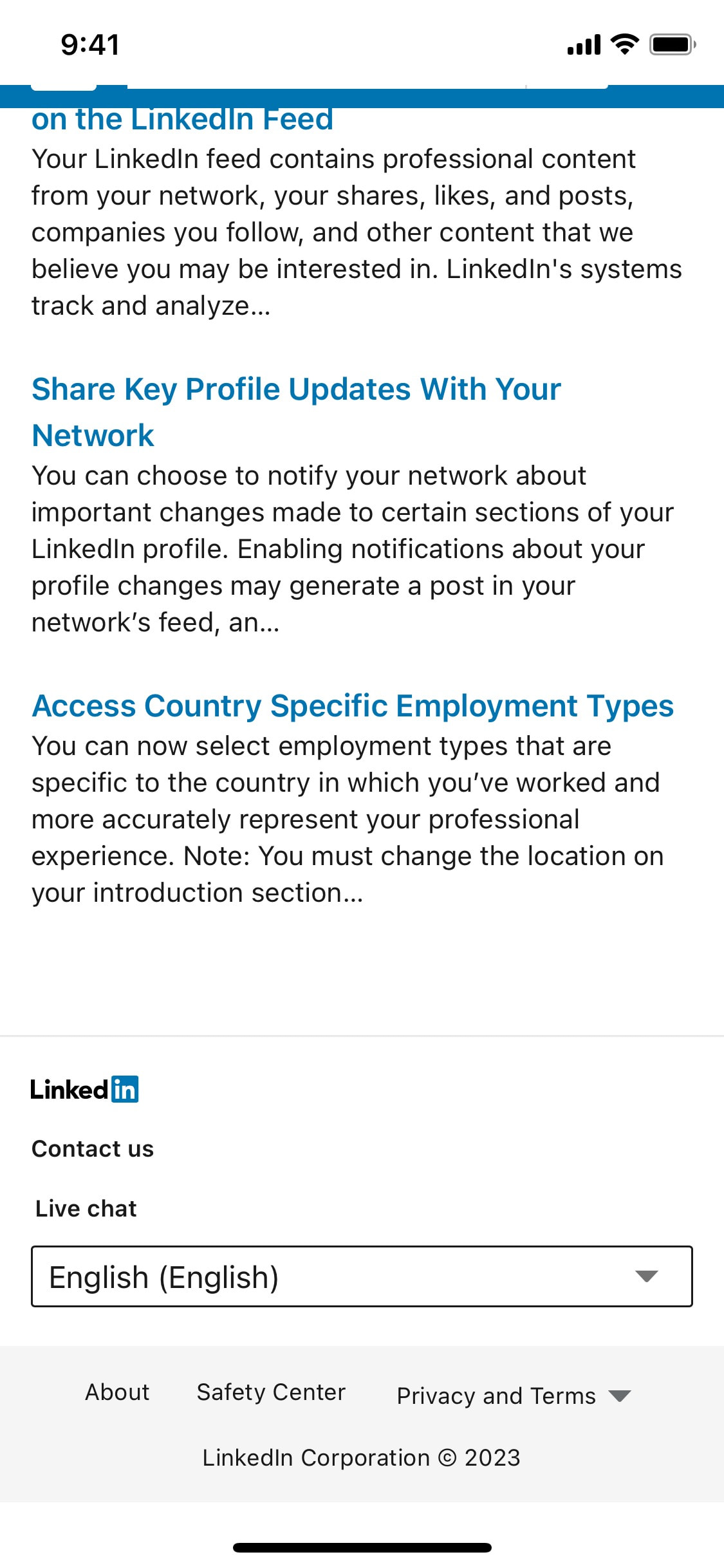 LinkedIn iOS screen 8