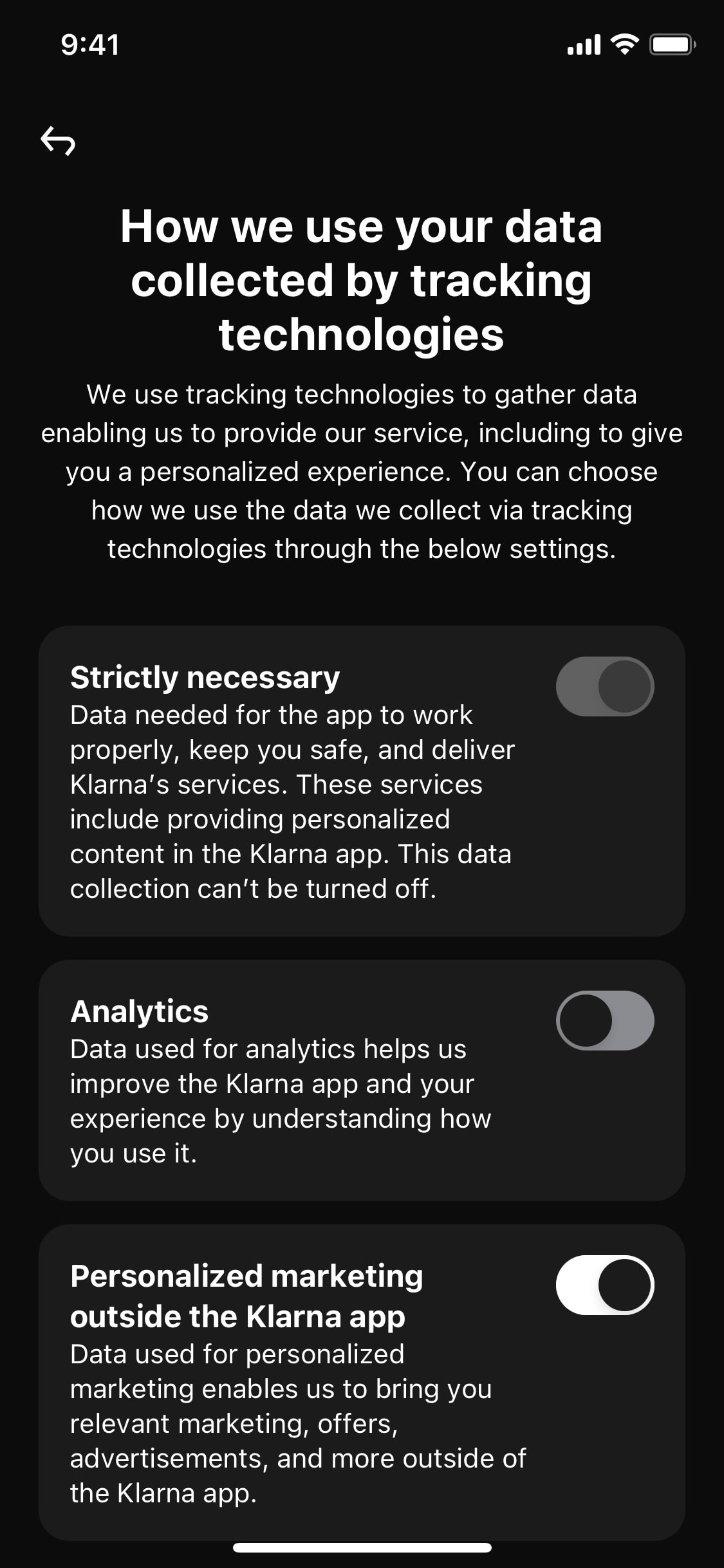 Klarna iOS screen 344
