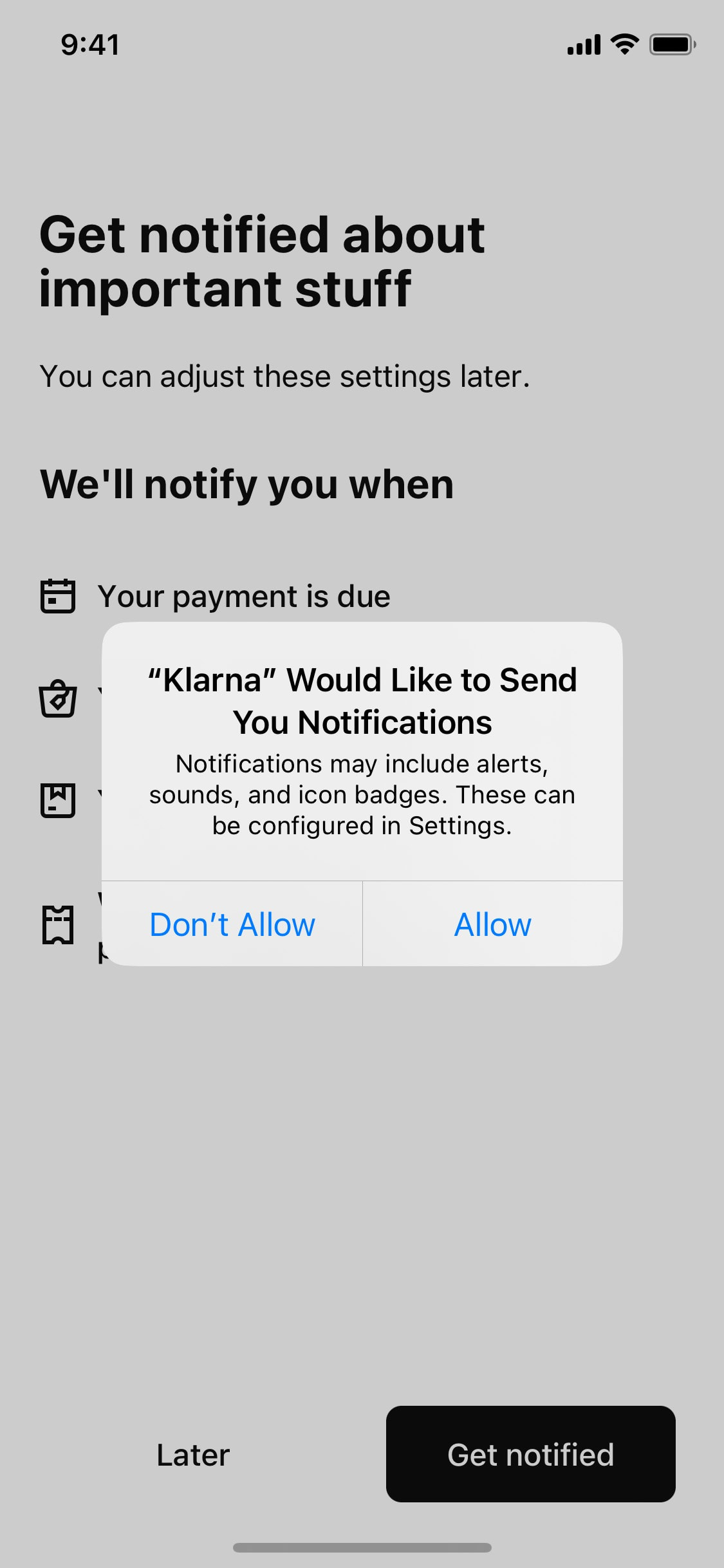 Klarna iOS screen 389