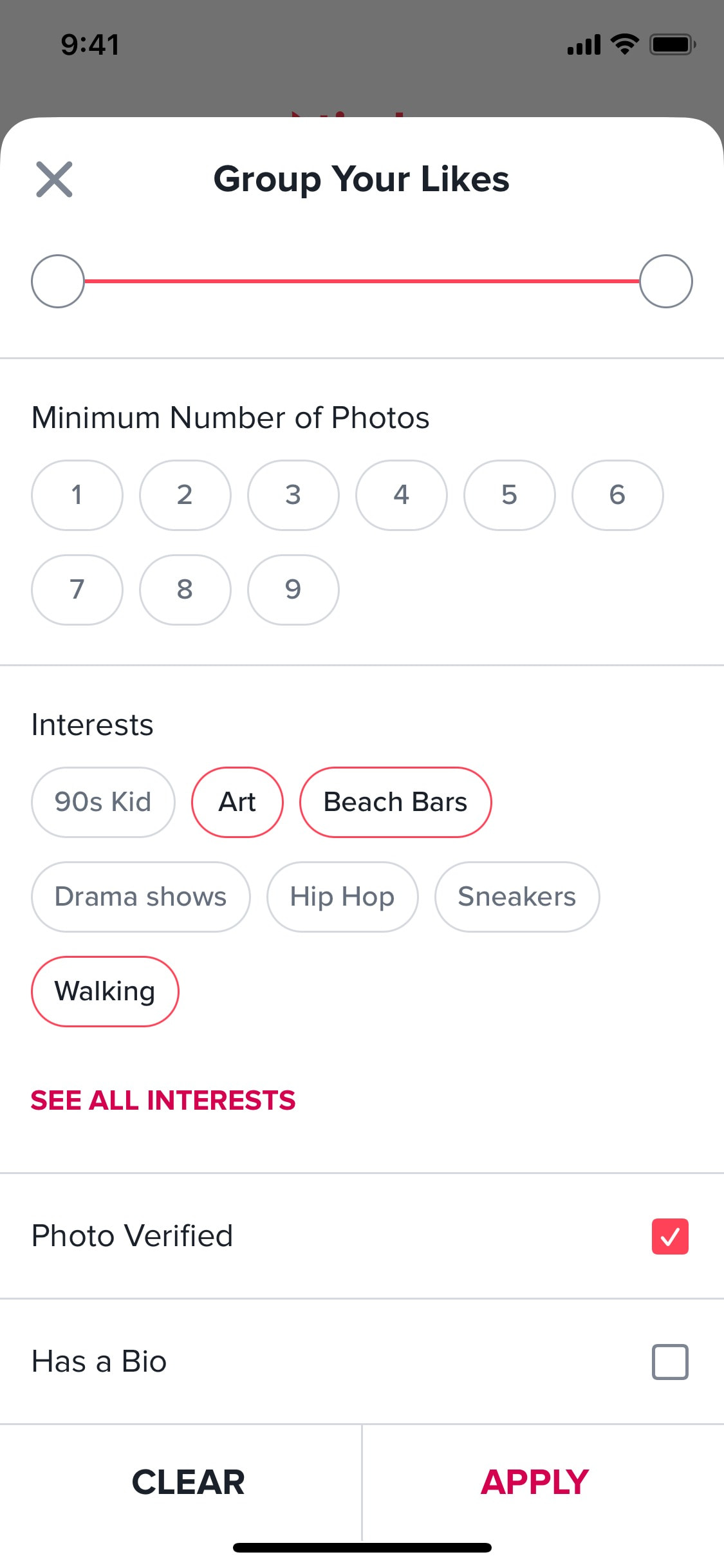 Tinder iOS screen 285