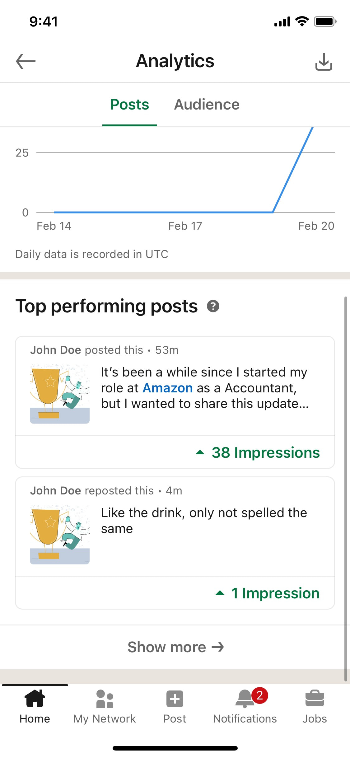 LinkedIn iOS screen 433