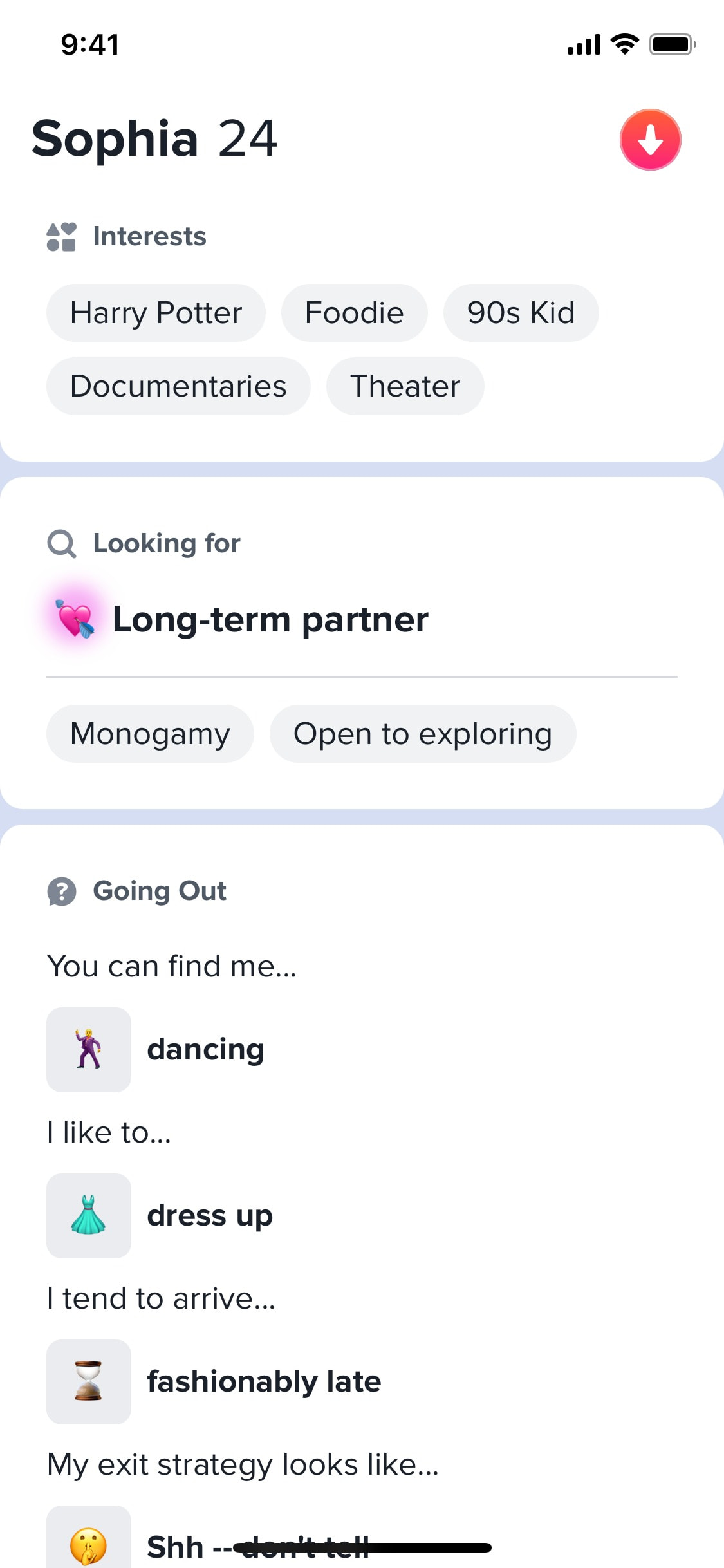 Tinder iOS screen 252
