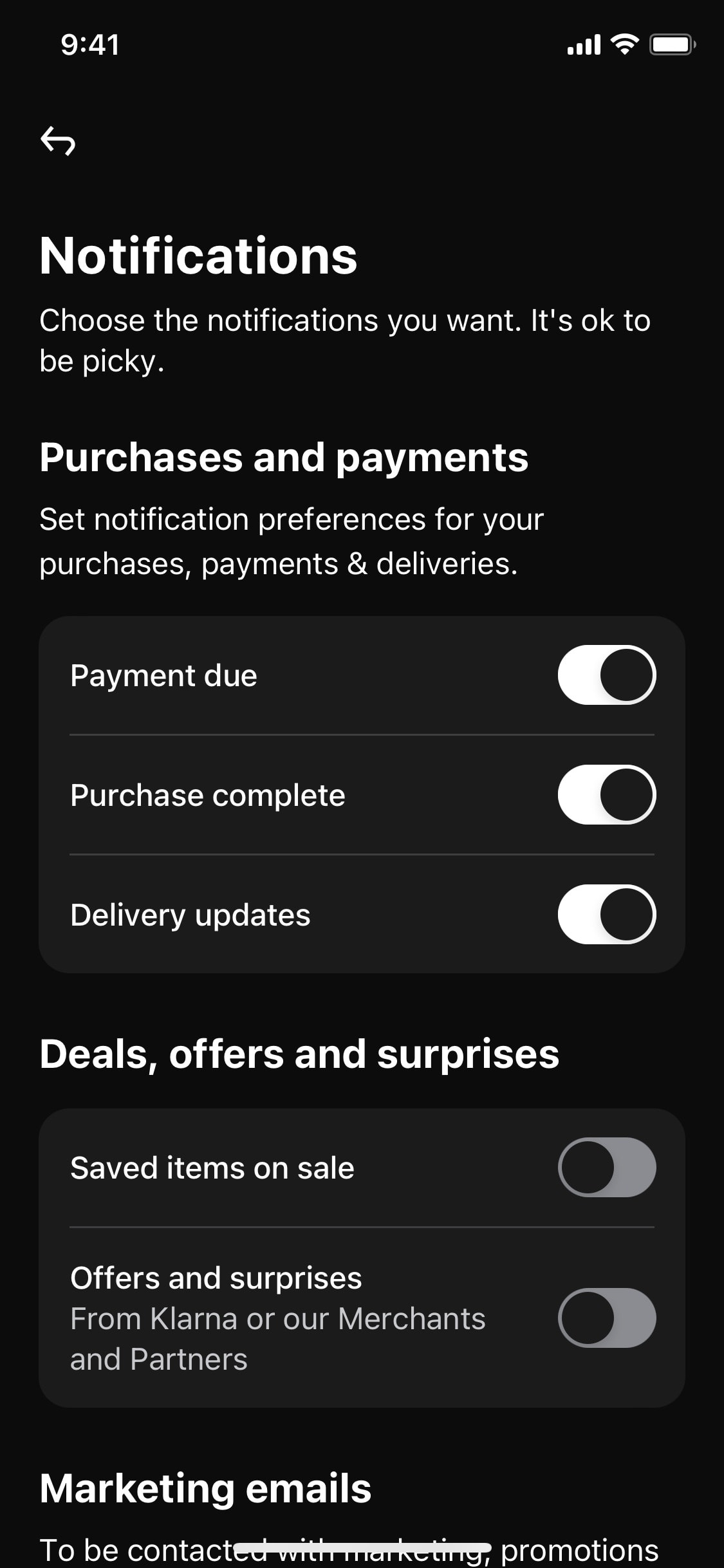 Klarna iOS screen 136