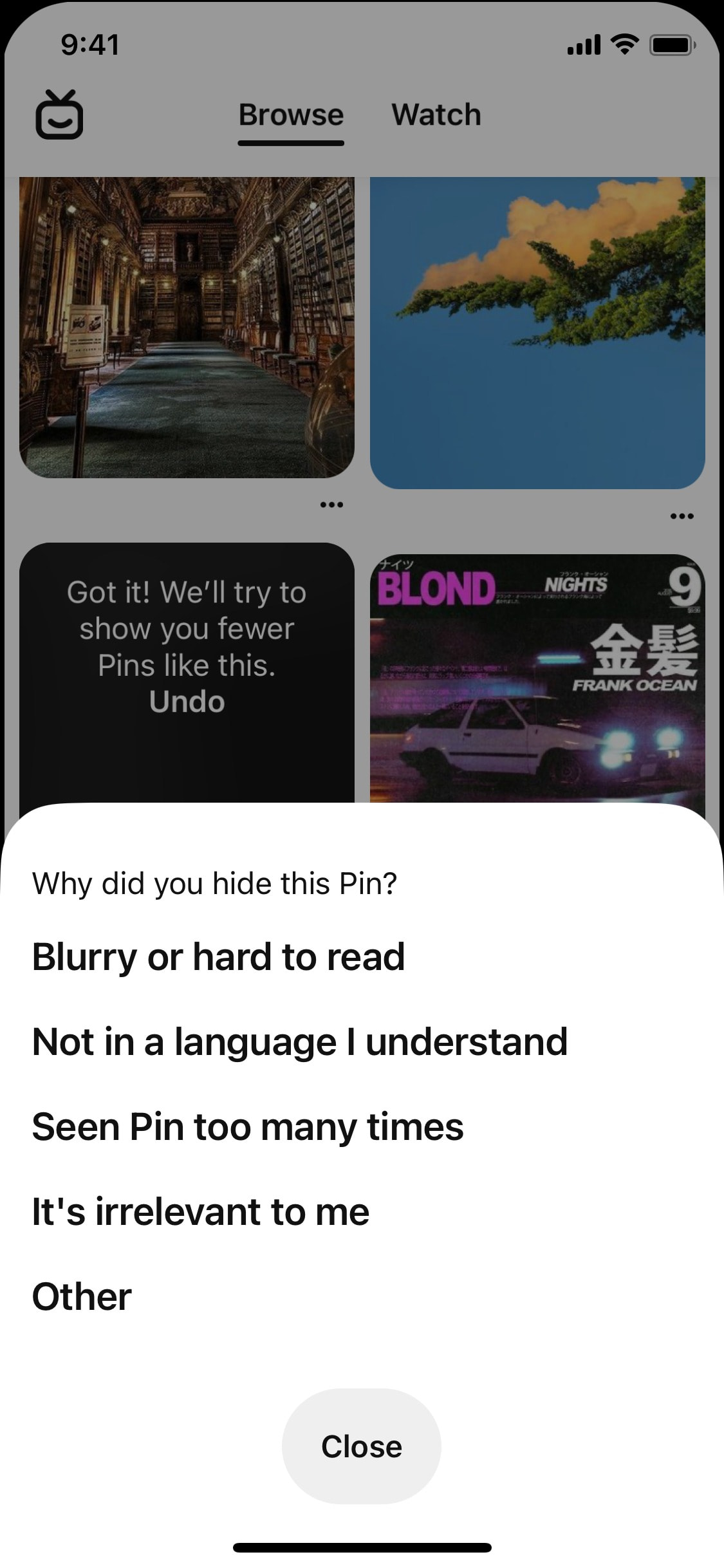 Pinterest iOS screen 468