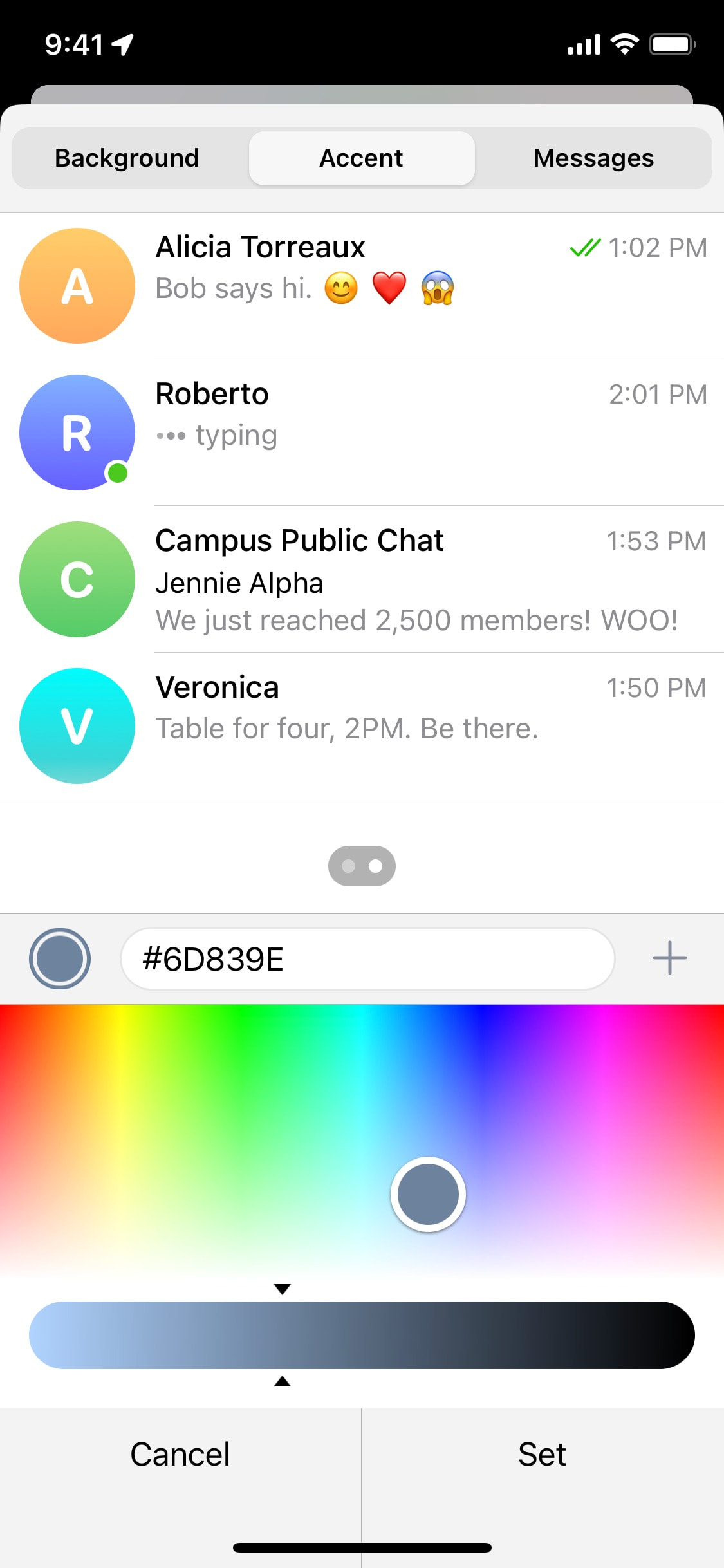 Telegram iOS screen 360