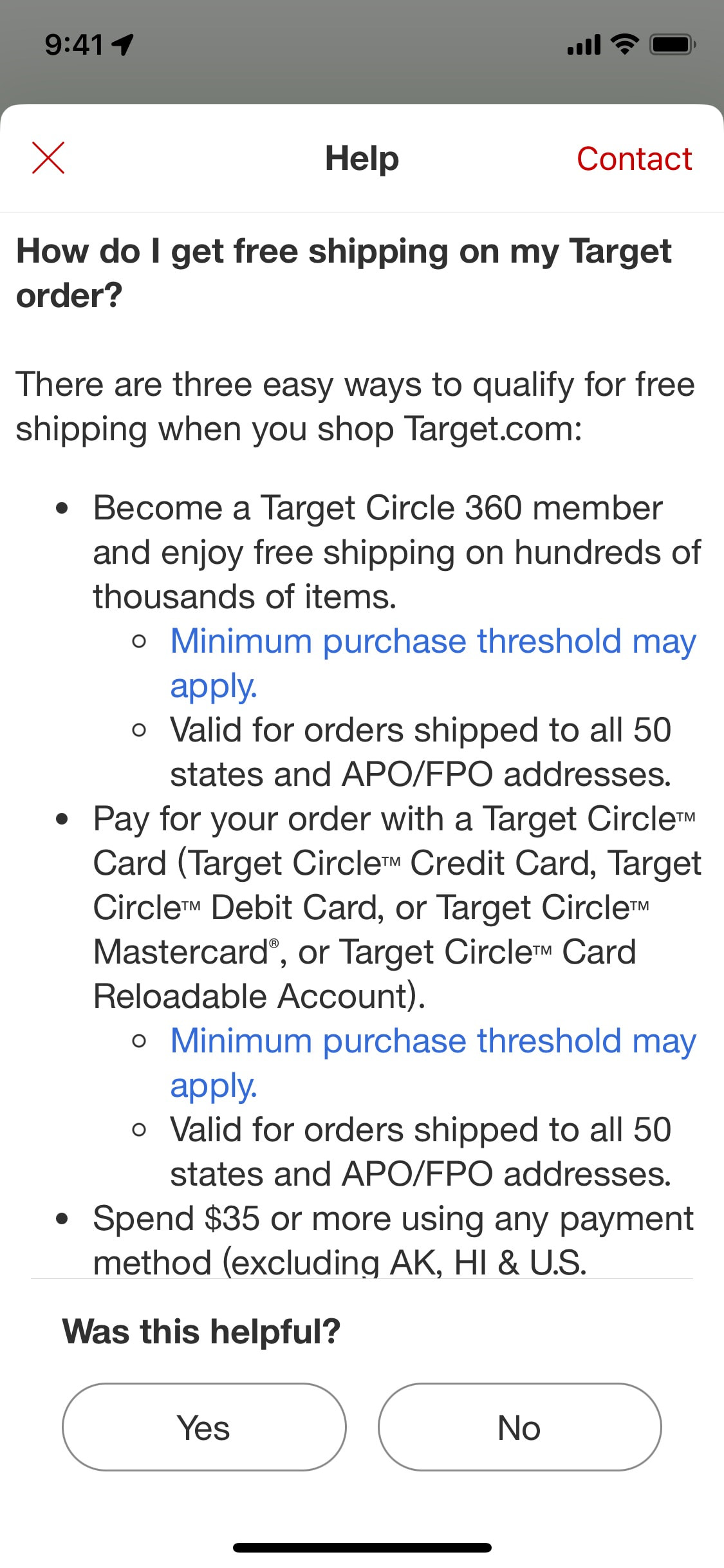 Target iOS screen 413