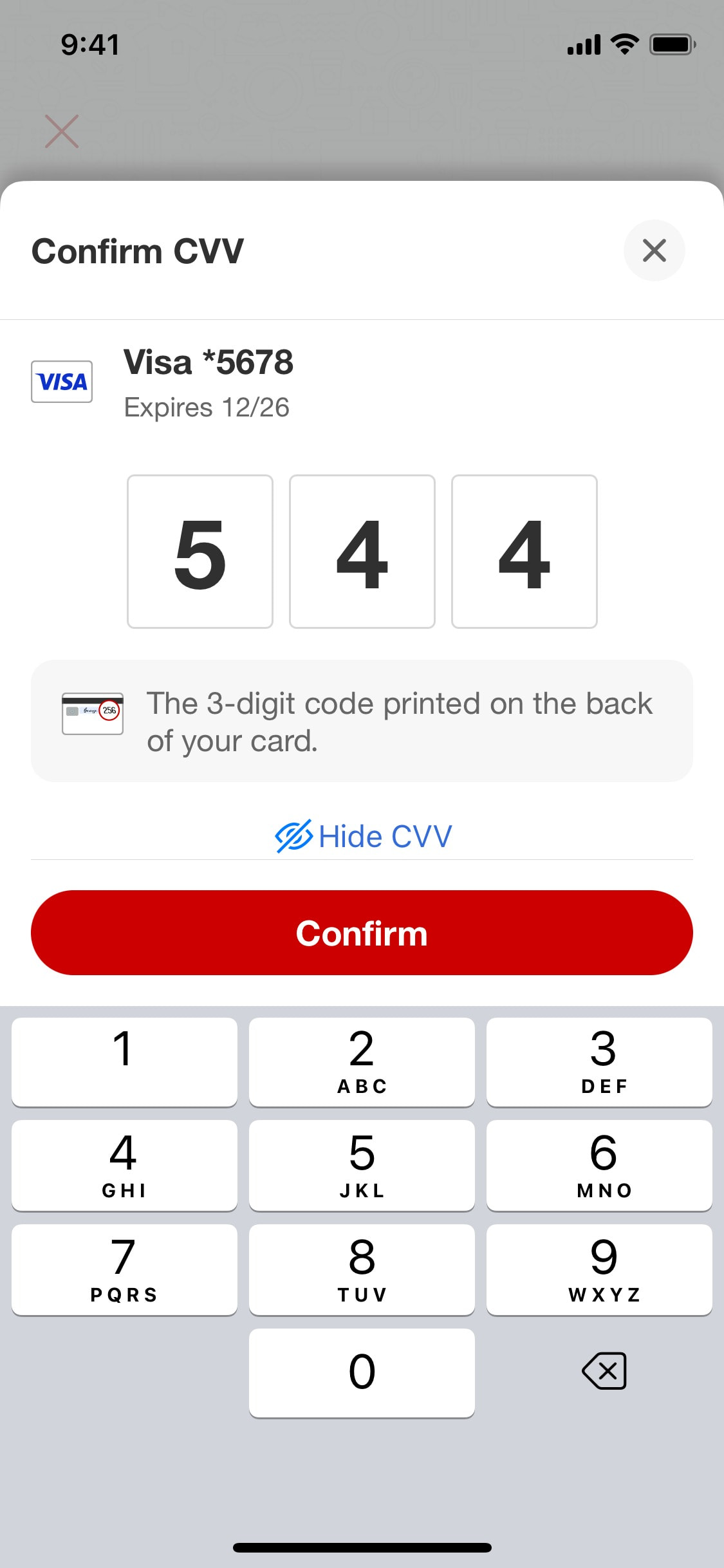 Target iOS screen 252