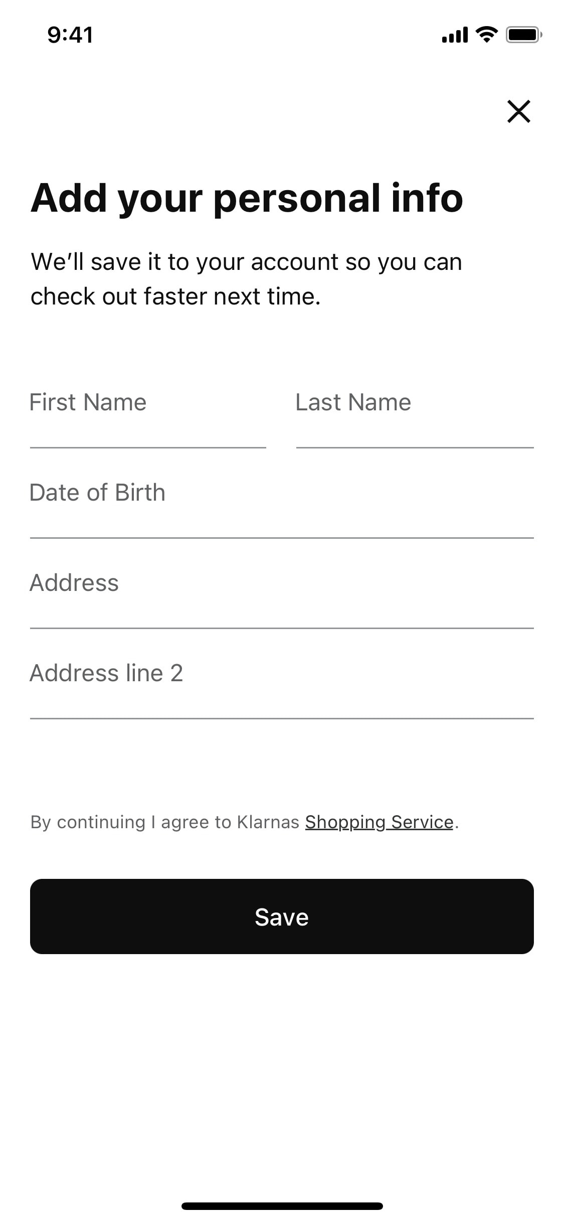 Klarna iOS screen 20