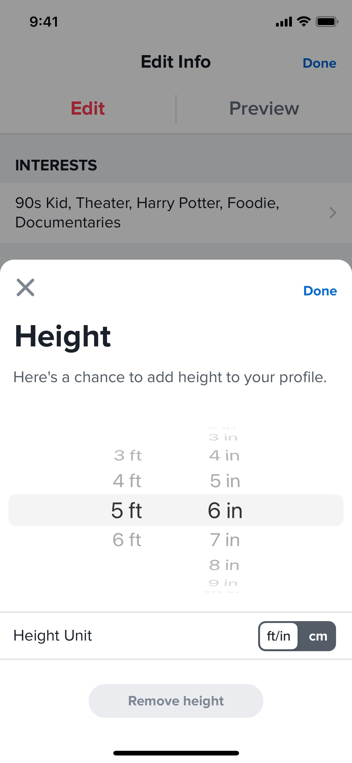 Tinder iOS screen 287