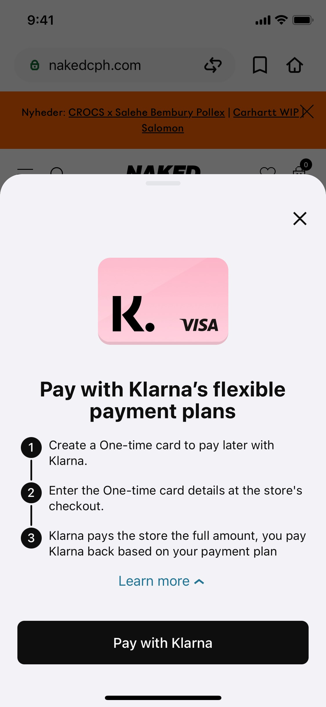 Klarna iOS screen 589