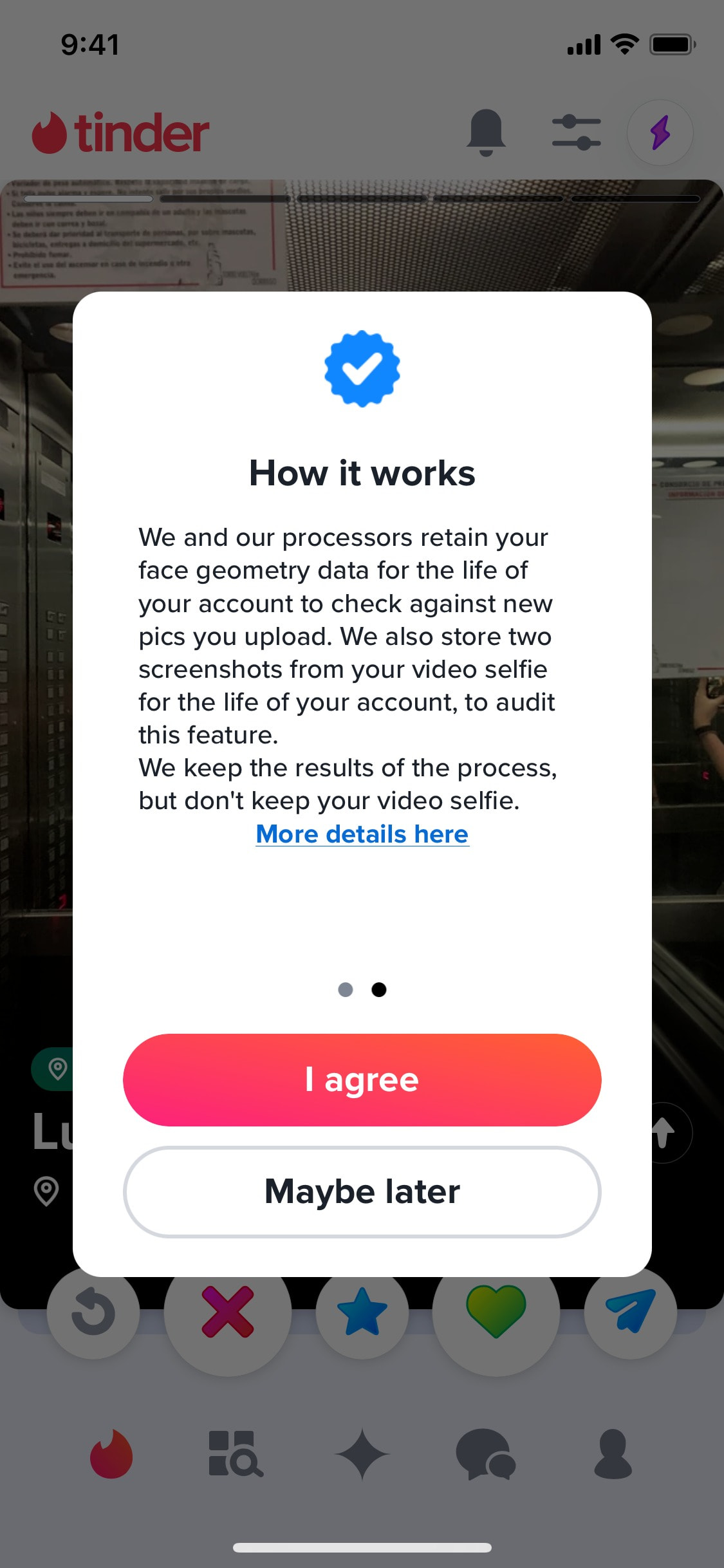 Tinder iOS screen 206
