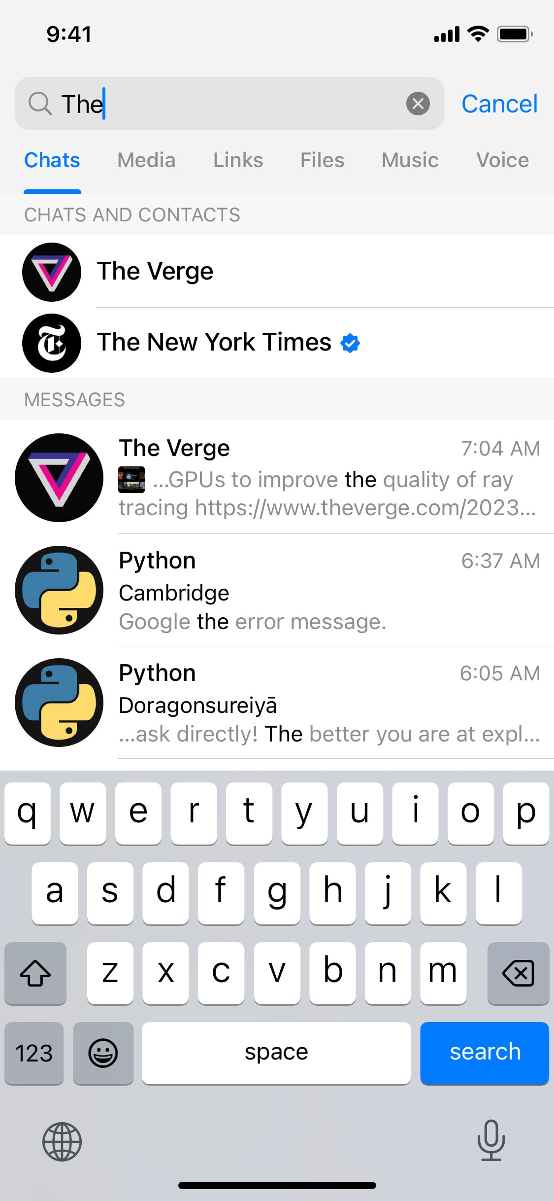 Telegram iOS screen 658