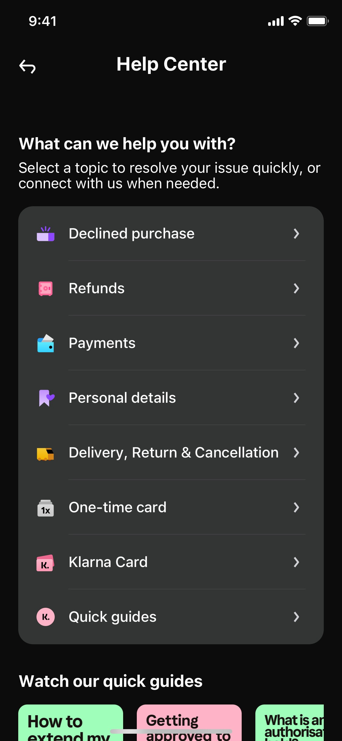 Klarna iOS screen 111