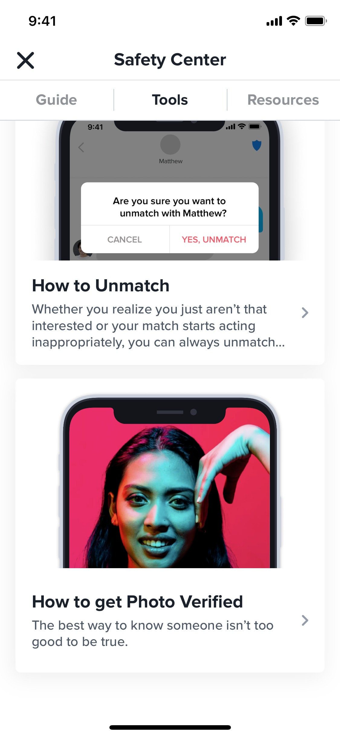 Tinder iOS screen 123