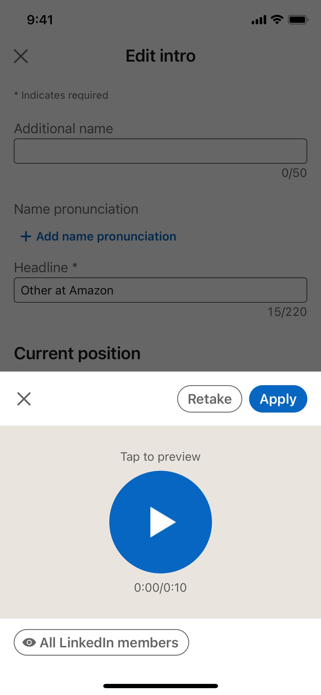LinkedIn iOS screen 564