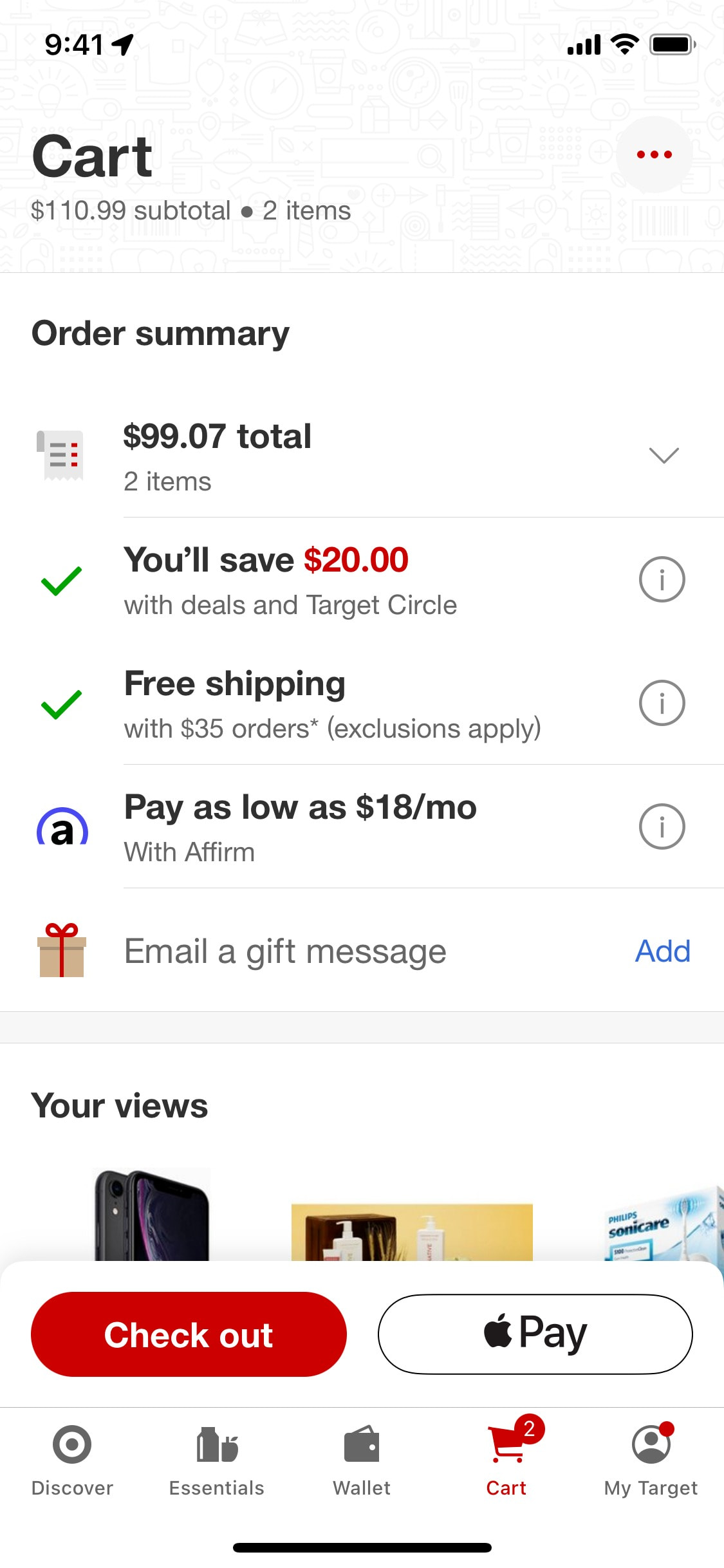 Target iOS screen 166