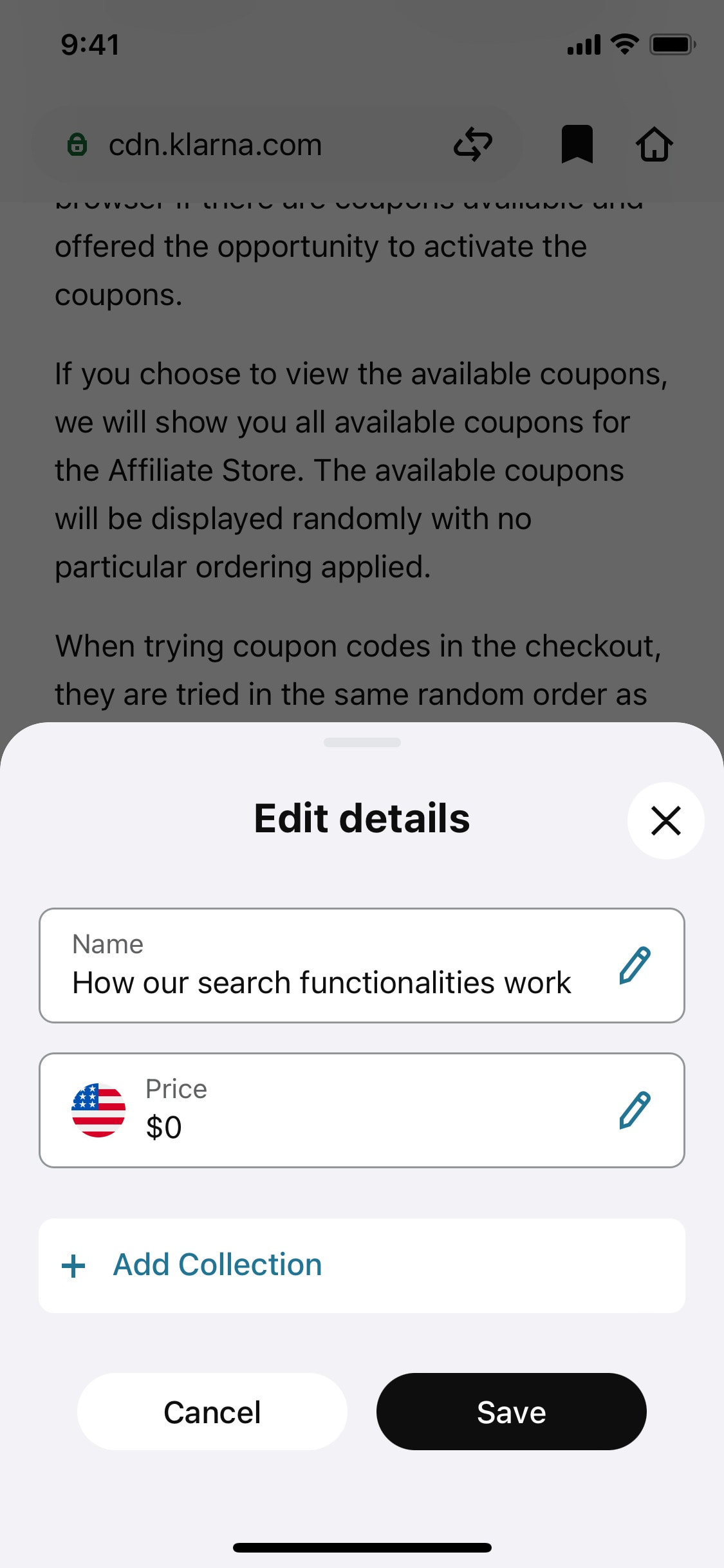 Klarna iOS screen 483