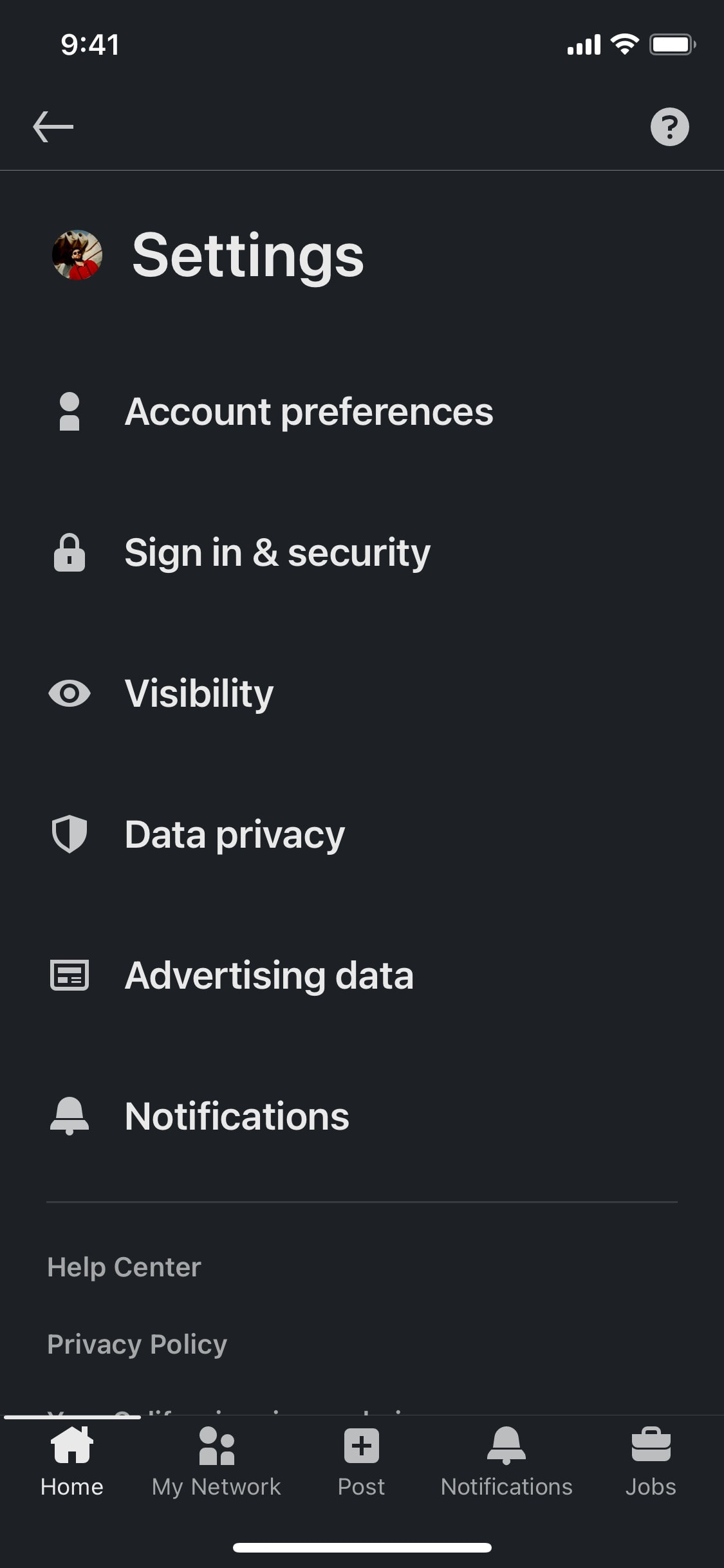 LinkedIn iOS screen 305