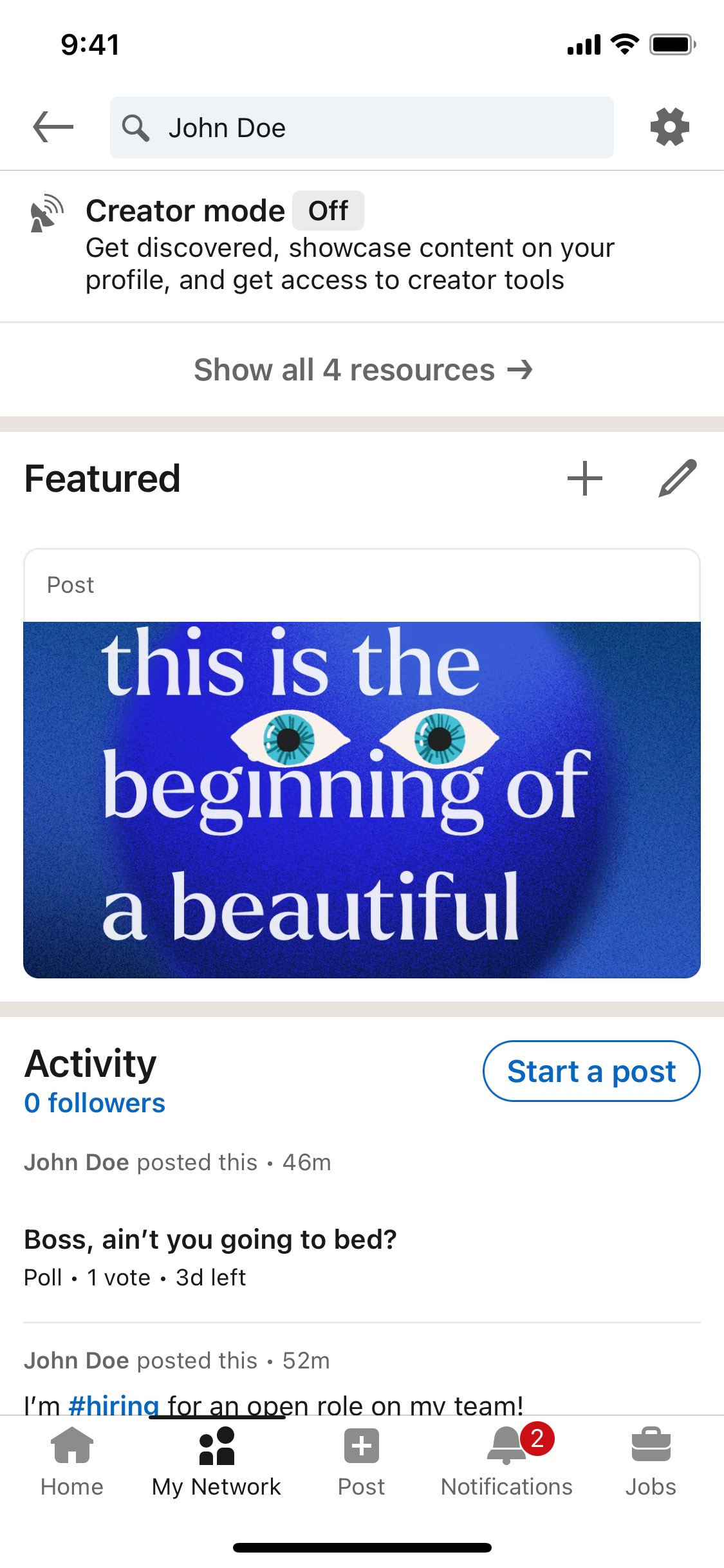 LinkedIn iOS screen 128