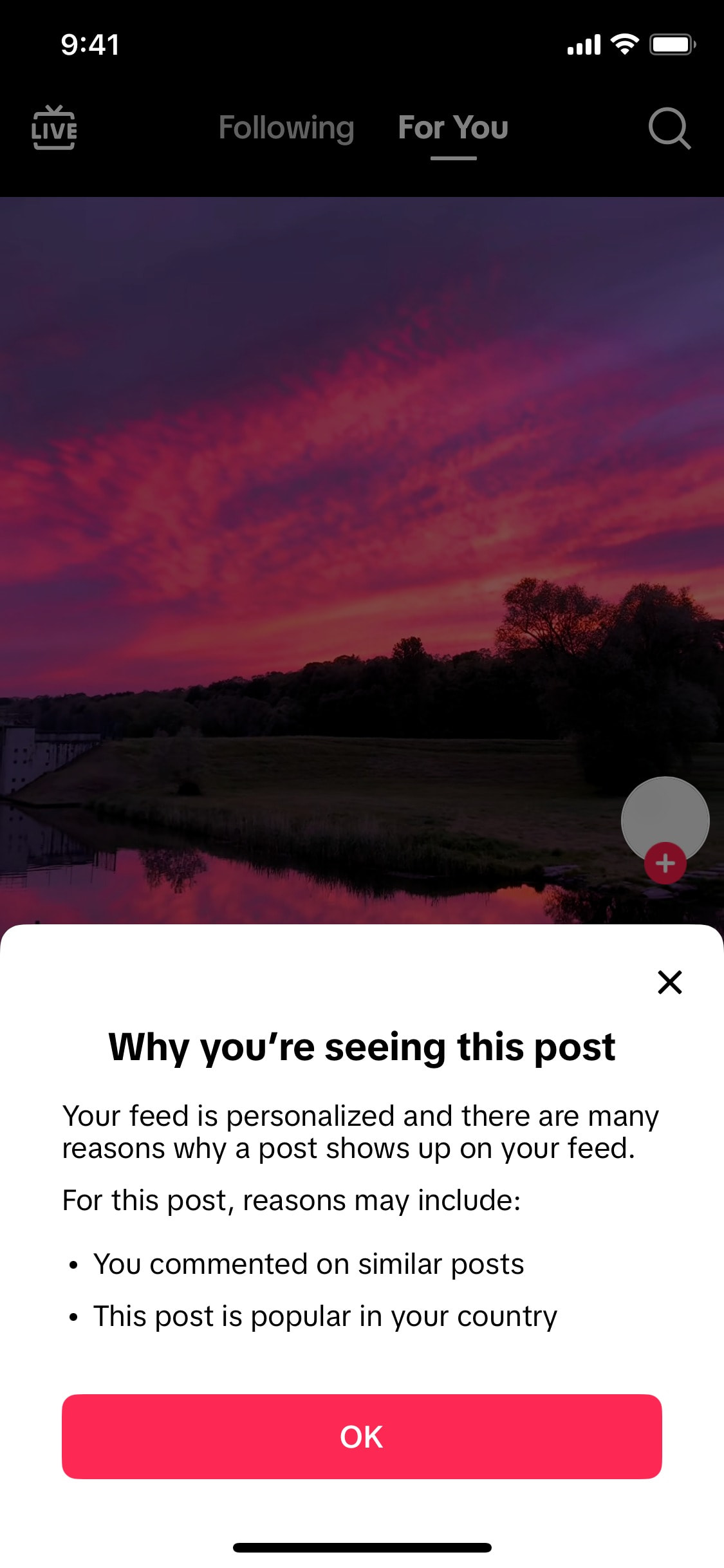 TikTok iOS screen 301
