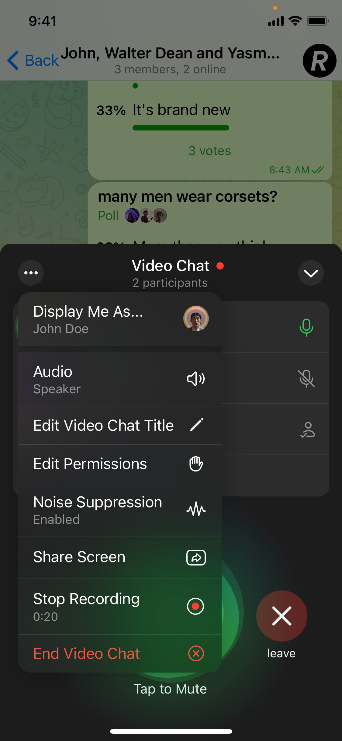 Telegram iOS screen 523