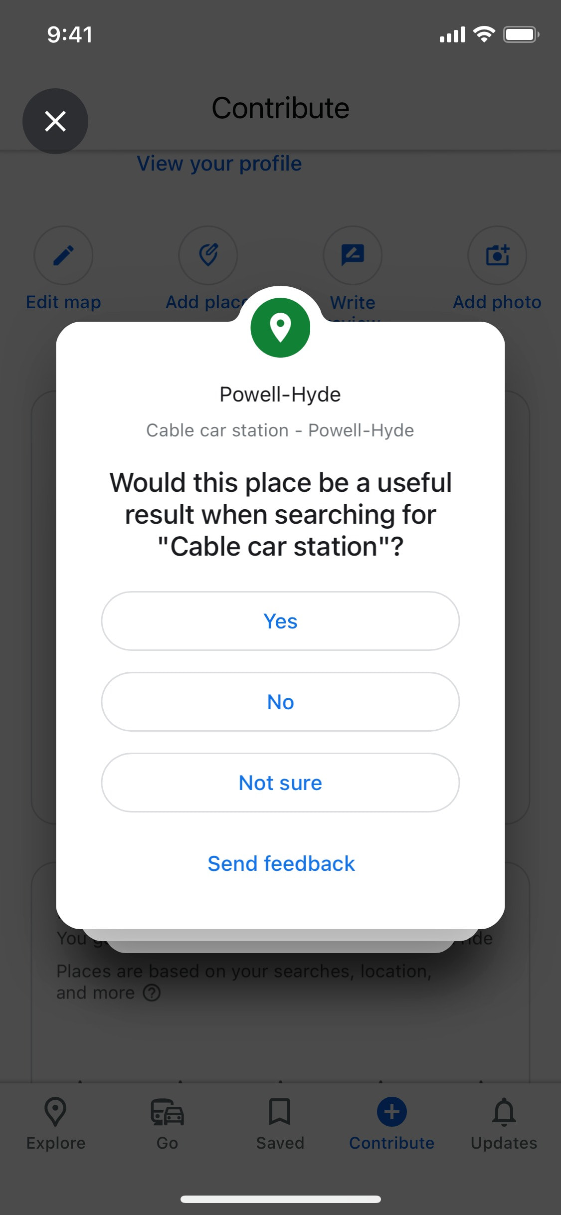 Google Maps iOS screen 305
