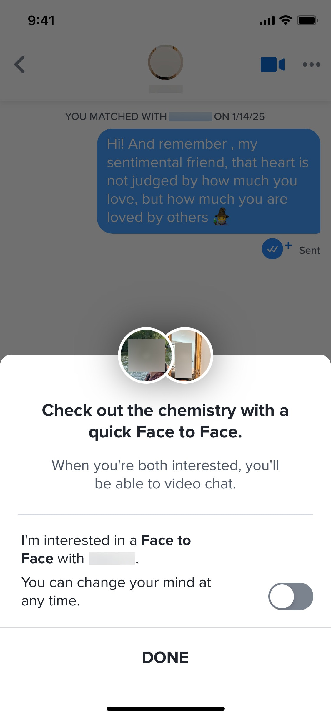 Tinder iOS screen 312