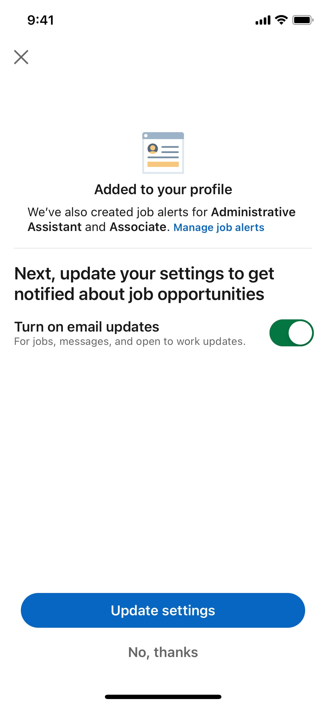 LinkedIn iOS screen 541