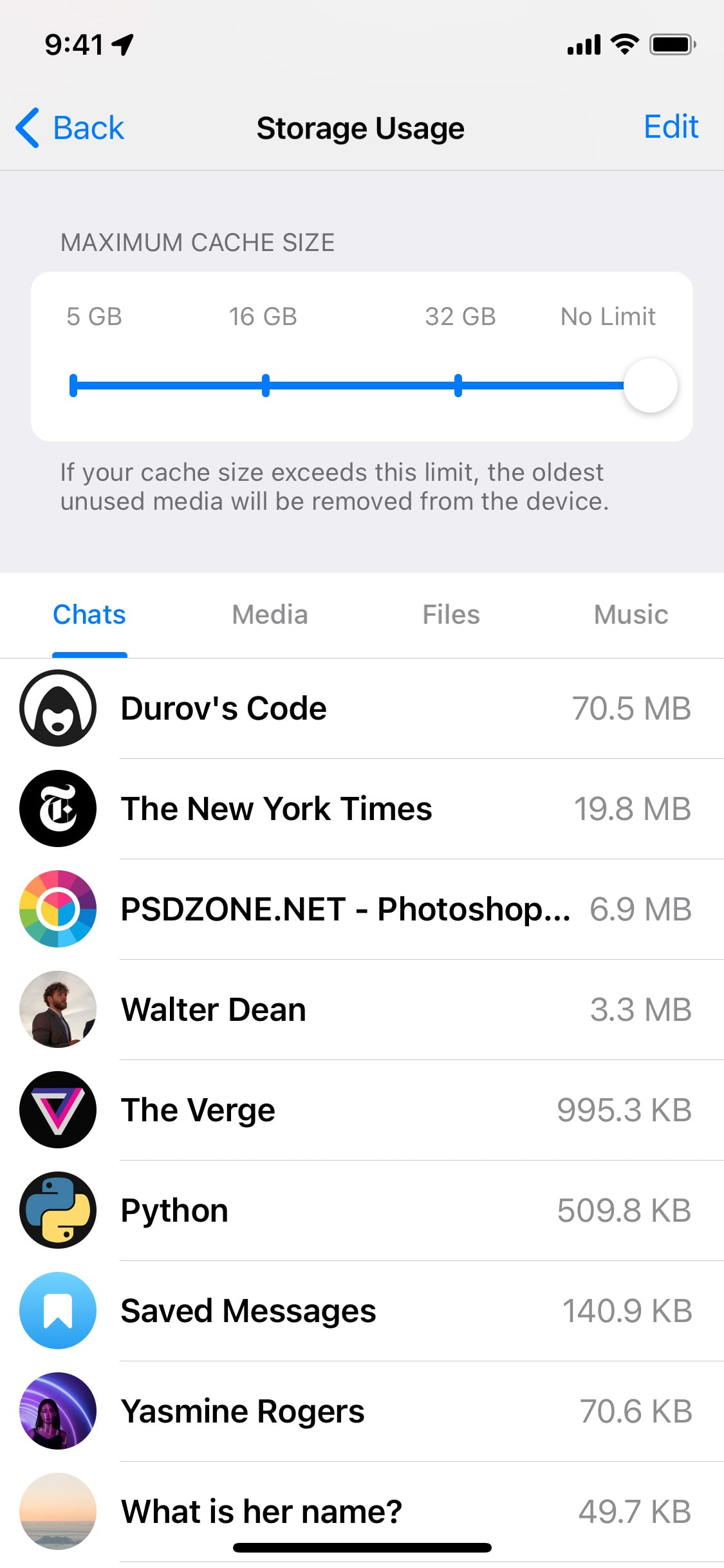 Telegram iOS screen 223