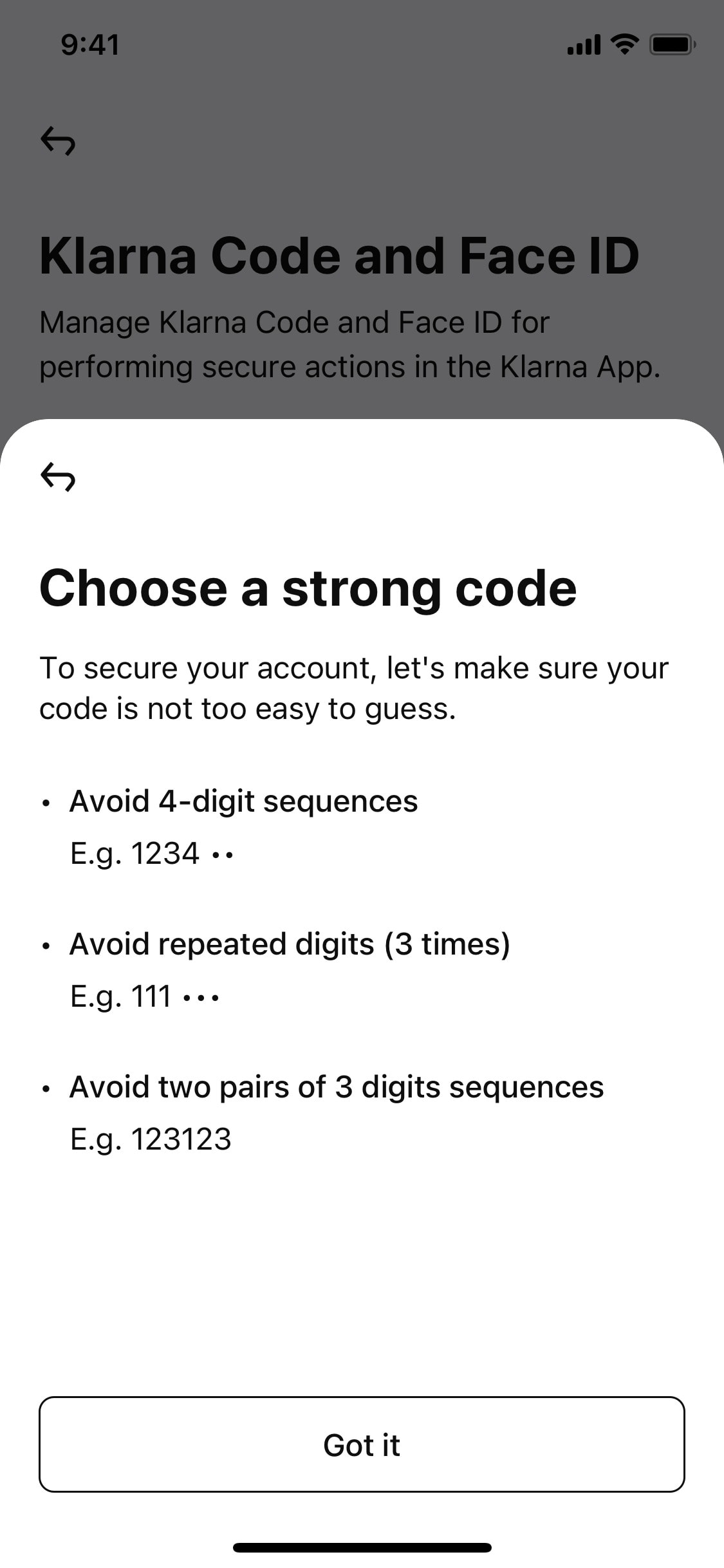 Klarna iOS screen 89