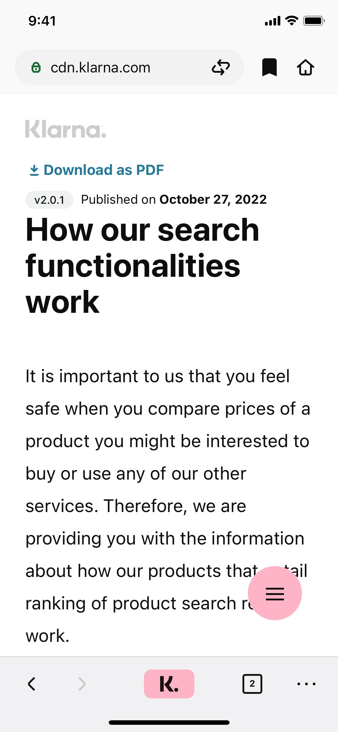 Klarna iOS screen 591